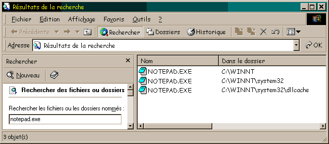 Recherche Notepad